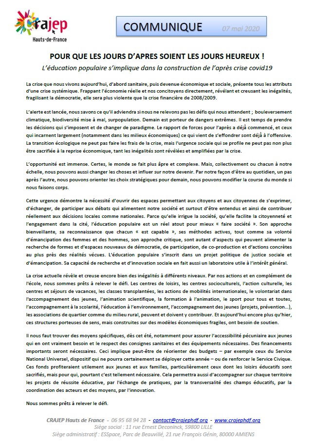 Communiqué 07.05.20