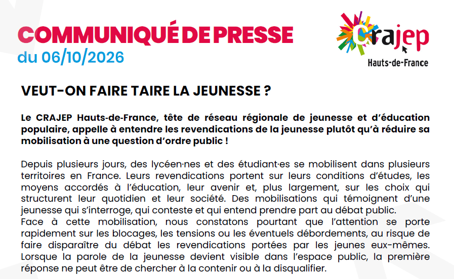 VEUT ON FAIRE TAIRE LA JEUNESSE&nbsp;?